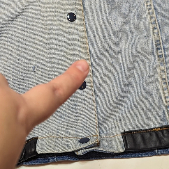 Vintage Patchwork Denim Jean Colour  Block Jacket Embroidered Daisy Woman L - Picture 8 of 10